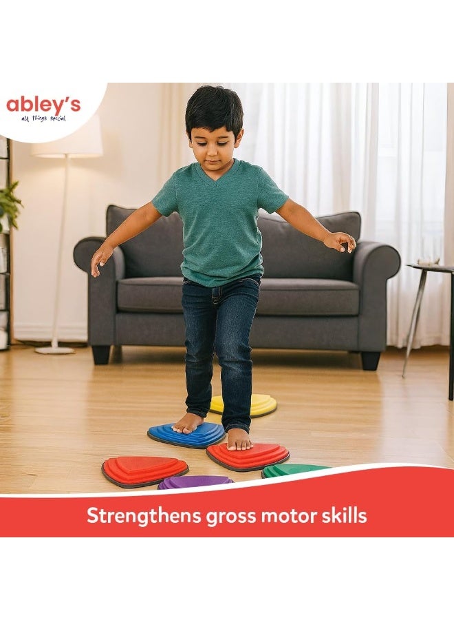 abley's Triangle Stepping Stones for Autism Kids, Anti-Slip Sensory Balance Training Set, Multicolor, 6 Pieces - Image 3